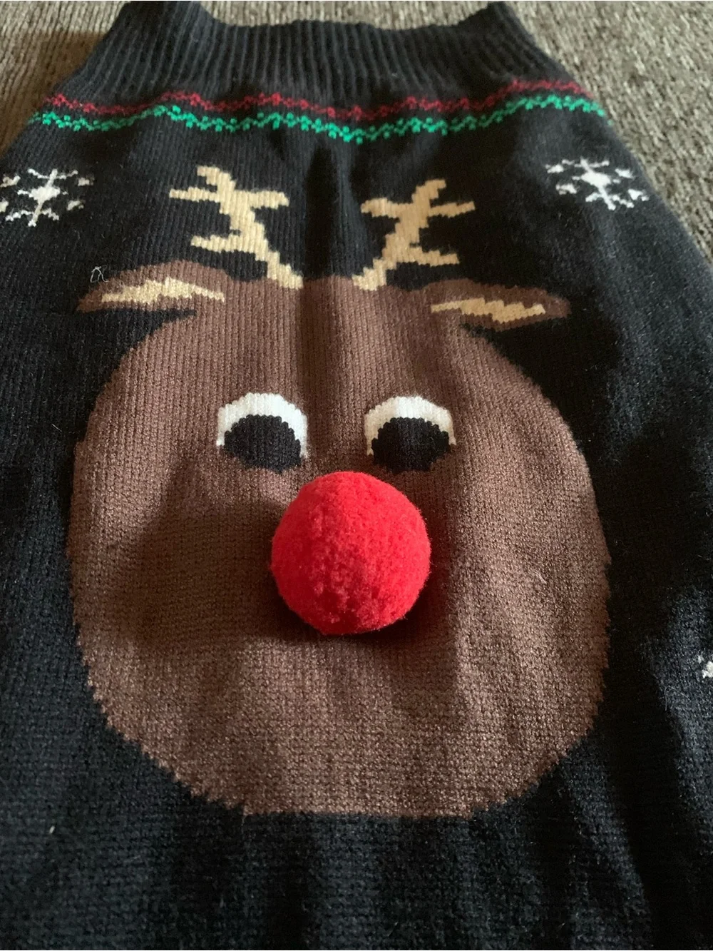 Holiday Reindeer Knit Dog Sweater - Black